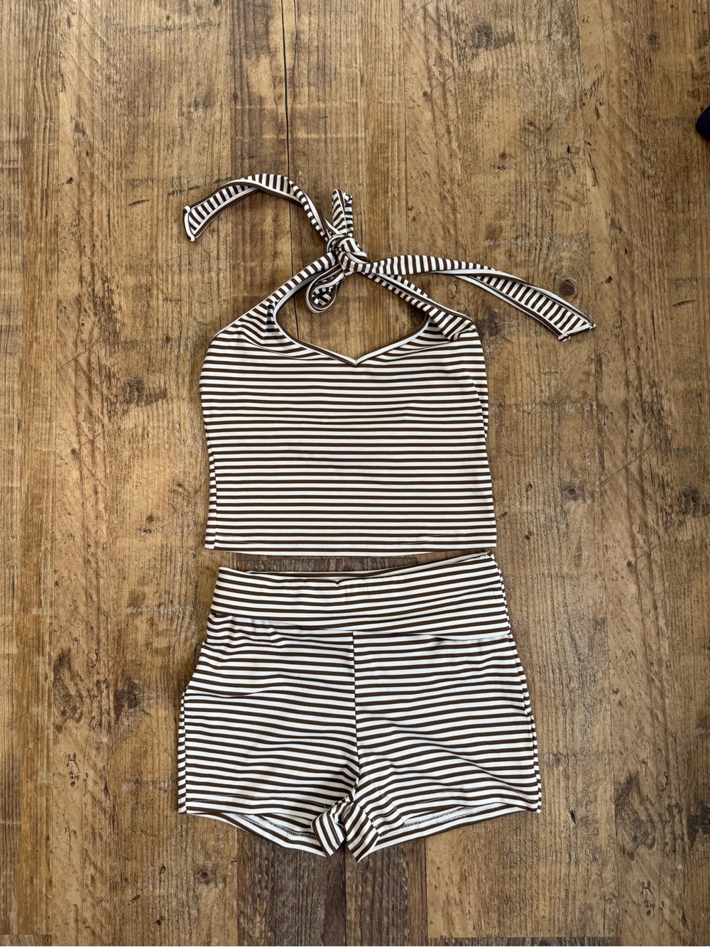 Striped Halter Top & Shorts Set